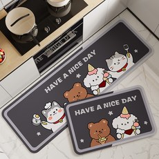 탑이지몰 미끄럼방지 규조토 욕실 주방 발매트 2종세트, 좋은 하루