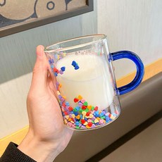 내열유리컵 이중유리잔 홈카페잔, 1개