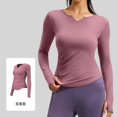 聚衣堂 V領長袖瑜伽服 褶皺收腰顯瘦運動健身上衣