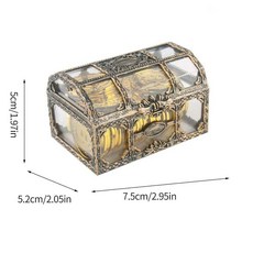 빈티지 투명 보물 상자 해적 코스프레 코스튬, 1개, 브론즈