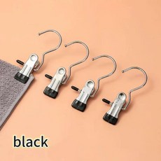 빨래집게 휴대용 옷걸이 클립 바지 양말 보관, 1개, 1. black