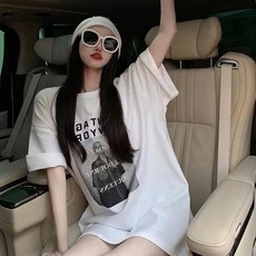 AIRASI 여성 임산복 빅사이즈 루즈핏 라운드넥 반팔 프린트 티셔츠