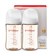더블하트 모유실감 3세대 PPSU 노꼭지 젖병 트윈팩, 2개, 240ml, 제뉴인화이트