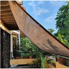 UV 차단 90% 그늘 그물 갈색 야외 정원 농업 온실 천 발코니 태양 보호 5x6m, 4m X 4m, Fr gift rope, 1개