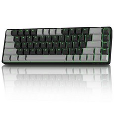 TMKB T68 60% 무선 기계식 게이밍 키보드 트라이모드 BT5.0/2.4GHz/USB-C 레드 선형 스위치 RGB 백라이트 안티 고스팅 컴팩트 68키 유선/무선, Linear, Gray Black