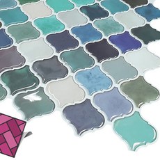 월타일스티커 506 파랑혼합 잔다마스크 가스렌지 선반 벽시트지 욕실 화장실 벽면관리 부엌