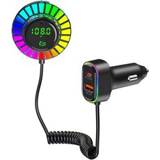 블루투스 5.3 FM 송신기 차량용 어댑터 PD30W 및 QC3.0 무선 라디오 에어벤트 설치 DSP A2DP 지원 핸즈프리 통화 가능