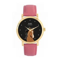 Toff London 토프 런던 TLWS-23659 여성용 브라운 아라비안 호스 헤드 시계 608712