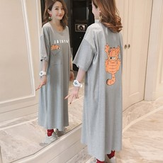 엘레스 롱티셔츠 여성티셔츠 여성티셔츠 루즈핏 여성반팔티 미디원피스