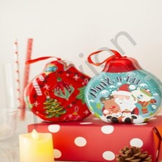 트레분 레드끈 오너먼트 4타입 사탕통 간식보관통 소품통 간식통, C-열기구 산타, 1개