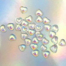 오로라 하트파츠 약 네일재료 네일파츠 홀로그램 클리어 JS, 1개, 오로라100개입