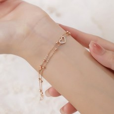 SHIYAN 여사 14K 도금 데일리 레이어드 하트 팔찌