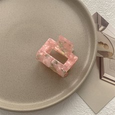 高級感仿醋酸鯊魚夾 氣質網紅髮飾 後腦勺髮夾 韓系簡約髮夾 女仕日常造型配件+小方爪-粉綠色+默認顏色