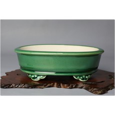 小樹安每 中國盆缽-綠釉雲足橢圓鉢 21cm, 1個