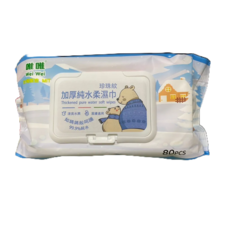 唯唯 純水加厚柔濕巾80抽，台灣製造，珍珠紋，加厚純水，柔濕紙巾，純水濕紙巾，加厚濕紙巾, 1個, 『唯唯』加厚純水柔濕巾80抽