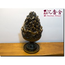 沉香舍 收藏級仿古作舊銅爐 博山香爐 精雕款 蘇州銅爐工廠 附錦盒, 1個