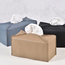 룽고가죽 업사이클링 천연소가죽 티슈케이스 7색-각티슈커버 휴지 화장지 케이스, 진그레이