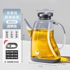 家用大容量高硼硅玻璃油壺 廚房醬油醋瓶 不掛油, 1個, 透明色600ml耐熱款送防滑墊防塵套, 600ml
