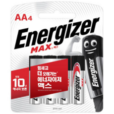 에너자이저 알카라인 맥스 AA건전지, 4개입, 4개