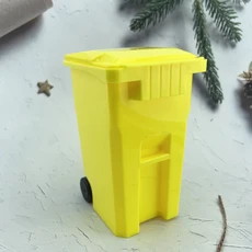 창의적인 미니 쓰레기통 모양 펜 홀더 재미있는 플라스틱 데스크탑 정리함 펜 연필 문구류 책상 정리 장식, 04 노란색