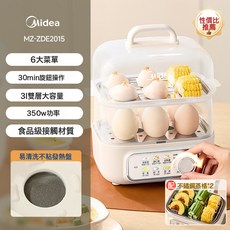 Midea 美的 雙層方形煮蛋器 3L大容量定時蒸鍋, 奶白色 雙層【方形】:1個