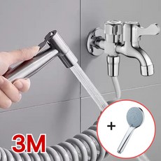 유니리빙 욕실 베란다 고압 분사기 3m+고급샤워헤드, 실버, 1세트