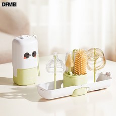 DFMEI 便攜奶瓶刷套裝硅膠嬰兒洗奶瓶刷子吸管奶嘴刷多功能洗水杯刷, 【7合1杯刷套裝】清新綠:如圖, 1個