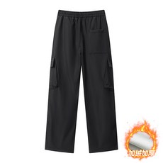 加絨工裝拖地褲 顯高顯瘦寬松百搭舒適潮流休閑長褲 男款保暖