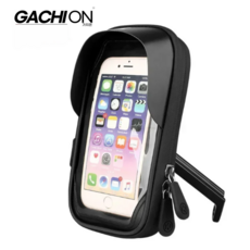 오토바이 방수 핸드폰 거치대 전기 자전거 바이크 받침대 스탠드 폰 터치 가치온, 사이드미러형, 블랙