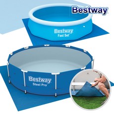 BW 58001 원형 풀장 바닥깔개 335x335cm수영장깔개, 블루, 1개