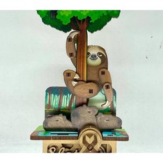 立體可動木質拼圖-樹獺與水豚，兒童益智玩具，親子互動拼圖, 1個