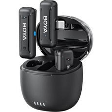 카메라용 BOYA BY-WM3T-M2 무선 라발리에 마이크 충전 케이스 포함 30시간 배터리 수명 노이즈 캔슬링 328피트 범위 브이로그 비디오 녹화 인터뷰 유튜브용 3.5mm, USB C RX