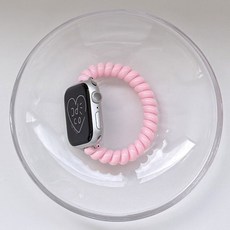 애플워치 호환 말랑 젤리 머리끈 스트랩 밴드, 1개, 핑크 파스텔 스트랩