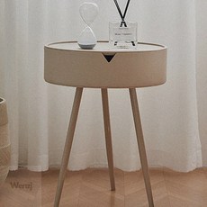 웬카 간이협탁 심플 원형 협탁, 베이지