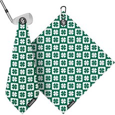 ClubSmith 골프 백 및 클럽용 마그네틱 골프 타월 45.7 x 45.7cm(18 x 18인치) 프리미엄 와플 극세사 골프 액세서리 남성/여성용 선물 및 장비 (화이트, Clover Monogram