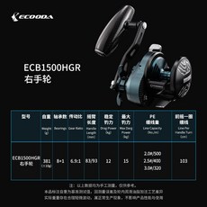 伊酷達 ECB1500 金屬海釣輪 卸力報警拖釣鐵板輪, 9/軸承數8+1/釣力15kg)右手輪