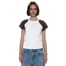 매장정품 PARTIMENTO 파르티멘토 WOMEN PWC 컬러블럭 피티드 에브리데이 티_화이트 PWC-2536WH 887387