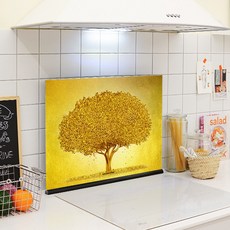 복을 부르는 황금나무 인테리어 주방아트보드 가스렌지 인덕션 가림막 기름튐방지, 1개