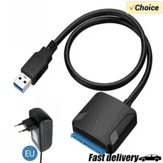 BGGQGG SATA-USB 3.0 어댑터 케이블 외장 컨버터 2.53.5인치 SSD HDD 하드 드라이브 디스크 지원 (전원 포, 01 SATA to USB 3.0, 01 EU Plug