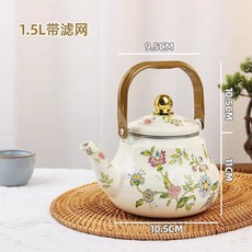 주방 법랑 주전자 난로 감성 일본 캠핑 인테리어 커피주전자 기본옵션 1개 B. 1.5L 레드주전자+필터, 기본옵션 × A. 1.5L 배꽃 × 1개