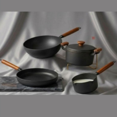 미츠키 인덕션용 무쇠 후라이팬 블랙 냄비 세트, 1세트, 1종, 미츠키 무쇠