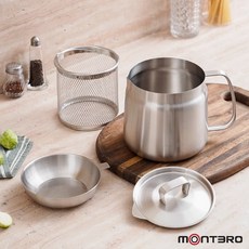 montero 인덕션 304스텐 주전자 멀티 포트 케틀팟 올스텐 멀티팟 2L + 뚜껑 + 거름망 세트 냄비 2in1 캠핑용 가정용 라면기, 본체+거름망+튀김망, 1개