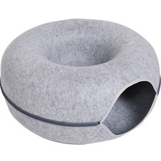 甜甜圈造型貓窩 貓隧道 貓玩具 貓抓板 貓睡墊 寵物用品, 淺灰色, 1個