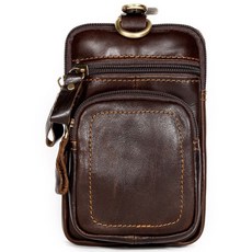 真皮男士腰包手機包：復古大容量隨身包