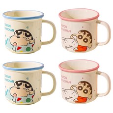 StarR 크레용 신짱 프레시 시리즈 머그컵 380ml 2개입, 2세트, 블루 + 핑크