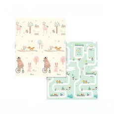 寶寶爬行墊 爬行墊 地墊 遊戲地墊 嬰兒防護地墊 幼兒遊戲地墊, D森林動物X軌道遊樂園