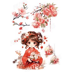 新年水轉熱轉水晶貼紙, 1個, 藝術紙-A4