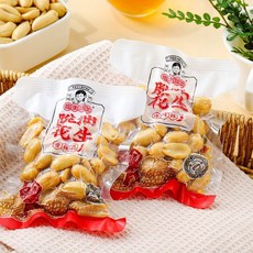 花生姑娘 脫油花生米40g小包1斤裝 香辣五香味 優質脫油花生零食, 1個, （香辣味）2斤1000g