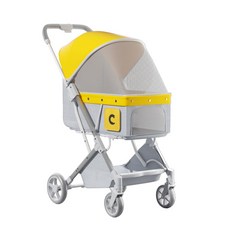 IPSKY 輕便三折疊寵物推車 中小型犬適用 鋁合金材質, 1個, 【淡雅黃】鋁合金折疊寵物推車, 淡雅黃