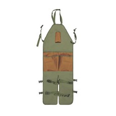 園藝工作服 花藝師圍裙 園林修剪工作服 多口袋牛津布拚色加長版花園護腿, 1個, 軍綠色褐色口袋